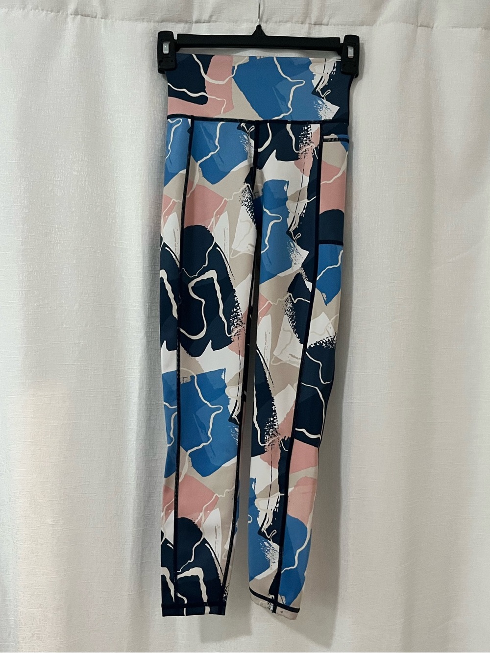 Sweaty Betty Abstract Print High-Rise Leggings in Blue, Pink & Cream